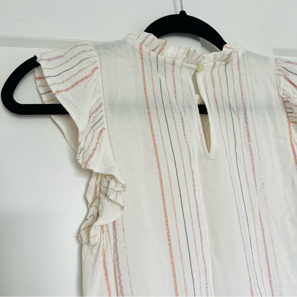 LOFT Shimmer Stripe Pintucked Flutter Tank Top Size Small - Picture 8 of 9